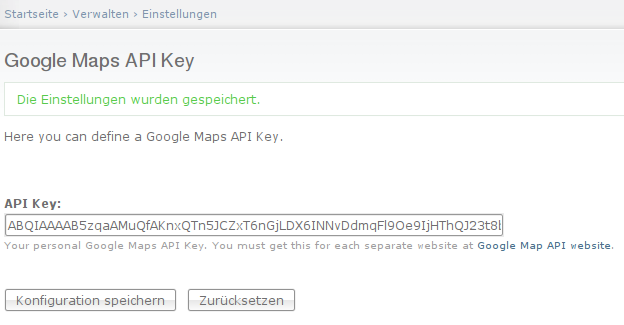 Administer Googlemap API Key